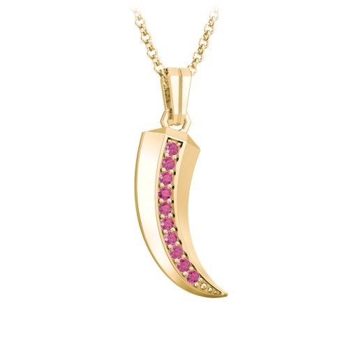 Men's Engravable Claw Necklace with Gemstones – 10K Yellow Gold with Ruby