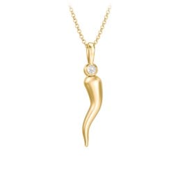 Men's Italian Horn Necklace with 2 Birthstones