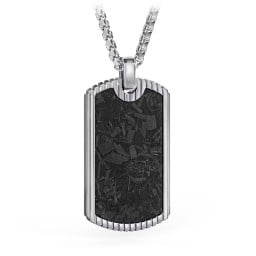 Men’s Engravable Stainless Steel Dog Tag Necklace with Carbon Fiber Inlay
