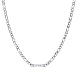 Men’s Figaro Chain with 1 Engravable Bar in Stainless Steel