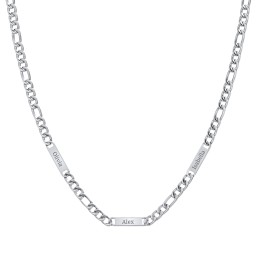 Men’s Figaro Chain with 3 Engravable Bars in Stainless Steel