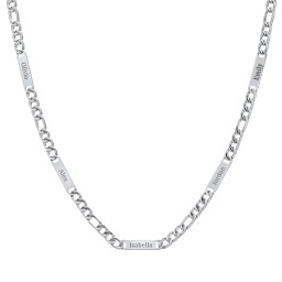 Men’s Figaro Chain with 5 Engravable Bars in Stainless Steel