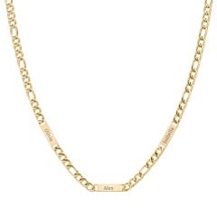 Men’s Figaro Chain with 3 Engravable Bars