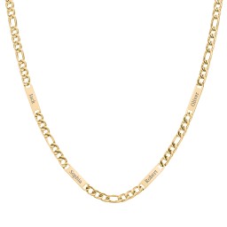 Men’s Figaro Chain with 4 Engravable Bars in Stainless Steel