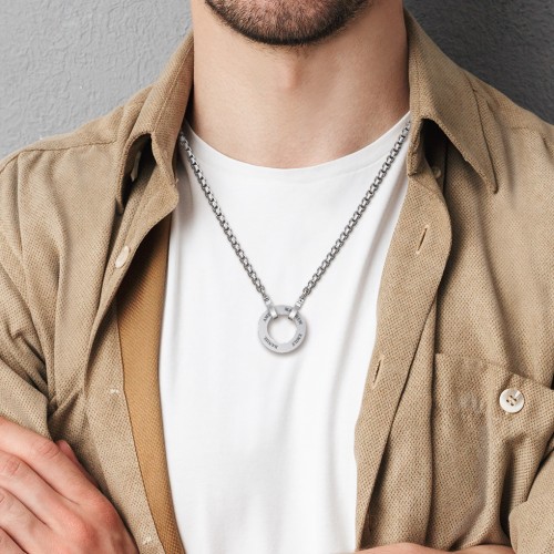 Men's Engravable Ring Necklace – Stainless Steel