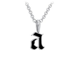 Men's Enamel Gothic Initial Necklace