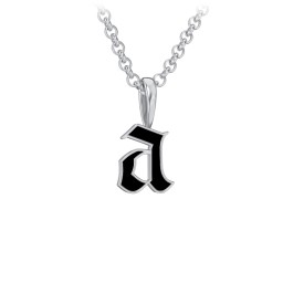 Men's Enamel Gothic Initial Necklace in 925 Sterling Silver