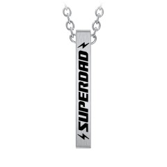 Men’s Engravable SUPERDAD Stainless 3D Bar Necklace – Stainless Steel
