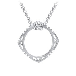 Men’s Engravable DAD Geometric Ring Necklace in 925 Sterling Silver