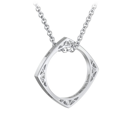 Men’s Engravable Geometric Ring Necklace – Sterling Silver