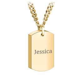 Men’s Engravable Dog Tag Urn Necklace - Yellow Ion-Plated