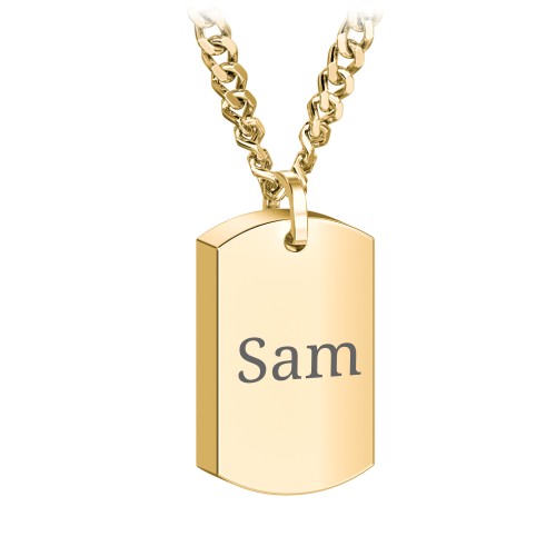 Men’s Engravable Dog Tag Urn Necklace - Yellow Ion-Plated