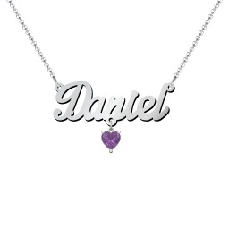 Personalized Name Necklace in 925 Sterling Silver with Amethyst