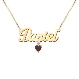 Personalized Name Necklace in 18K Gold Plated Silver with Garnet