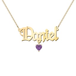 Personalized Name Necklace in 18K Gold Plated Silver with Amethyst