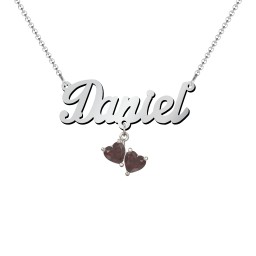 Personalized Name Necklace in 925 Sterling Silver with Garnet
