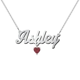 Personalized Name Necklace in 925 Sterling Silver with Ruby