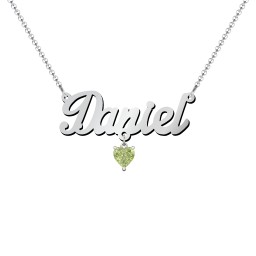 Personalized Name Necklace in 925 Sterling Silver with Peridot