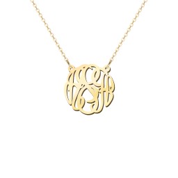 Monogram Name Pendant in 10K Solid Yellow Gold with Blue Topaz, Emerald, and Aquamarine