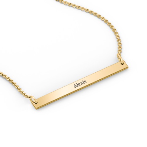 Classic Name Bar Pendant – 18K Gold Plated Silver