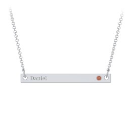 Birthstone Name Bar Pendant in 925 Sterling Silver with Garnet