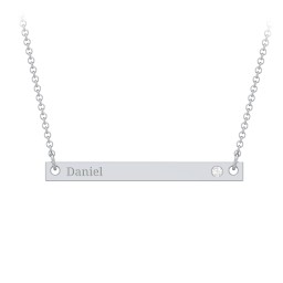 Birthstone Name Bar Pendant in 925 Sterling Silver with Cubic Zirconia