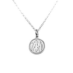 Embossed Monogram Pendant – Sterling Silver