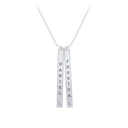 Multi Vertical Birthstone Bar Pendant - 2 Bar
