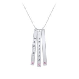 Multi Vertical Birthstone Bar Pendant - 3 Bar