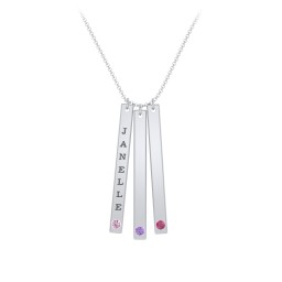 Multi Vertical Birthstone Bar Pendant - 3 Bar