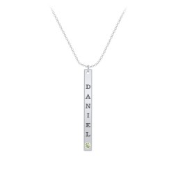 Multi Vertical Birthstone Bar Pendant - 1 Bar in 925 Sterling Silver with Peridot, Amethyst, Red Premium Zirconia, and Fancy Pink Premium Zirconia