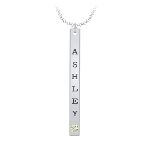 Multi Vertical Birthstone Bar Pendant - 1 Bar – Sterling Silver with Peridot