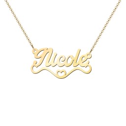 Stylized Name Necklace in 18K Gold Plated Silver
