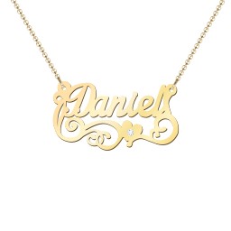 Lots of Love Name Necklace in 18K Gold Plated Silver with Diamond