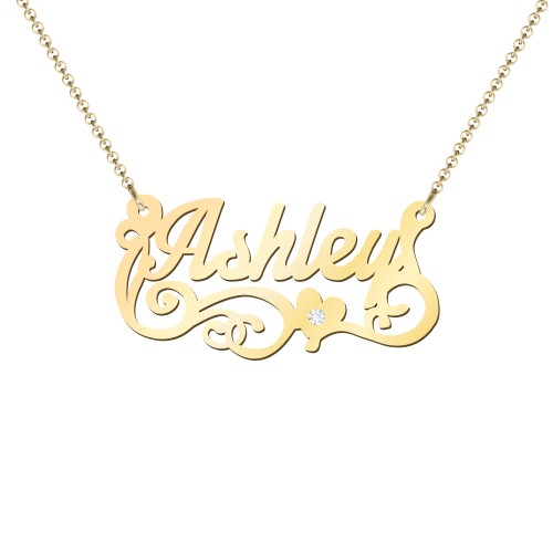 Lots of Love Name Necklace – 18K Gold Plated Silver with White Premium Zirconia