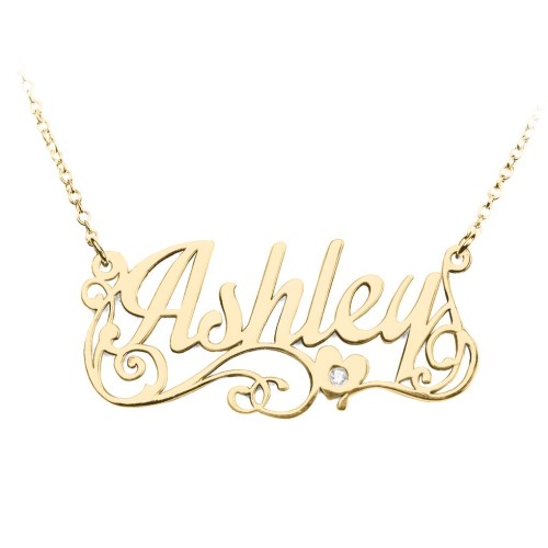 Lots of Love Name Necklace – 18K Gold Plated Silver with White Premium Zirconia