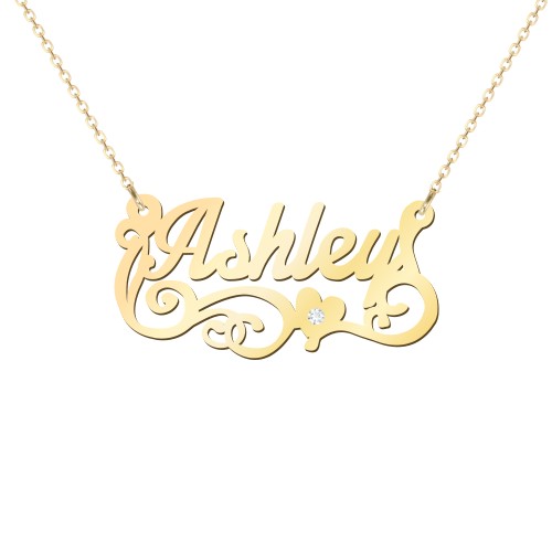 Lots of Love Name Necklace – 10K Yellow Gold with White Premium Zirconia