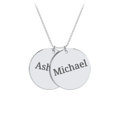 Engravable Name 2 Disc Pendant – Sterling Silver