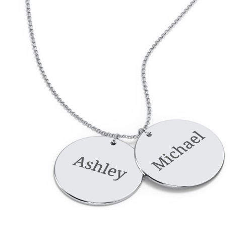 Engravable Name 2 Disc Pendant – Sterling Silver