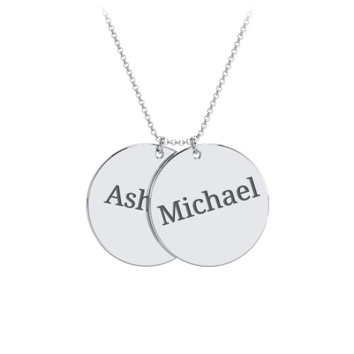 Engravable Name 2 Disc Pendant – Sterling Silver