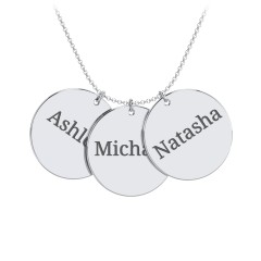 Engravable Name 3 Disc Pendant – Sterling Silver
