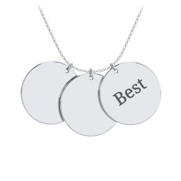 Engravable Name 3 Disc Pendant in 925 Sterling Silver with Ruby, Amethyst Premium Zirconia, Blue Sapphire, and Blue Topaz