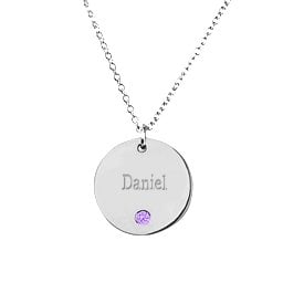 Birthstone Name Disc Pendant