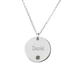 Birthstone Name Disc Pendant