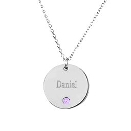 Birthstone Name Disc Pendant