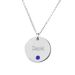 Birthstone Name Disc Pendant