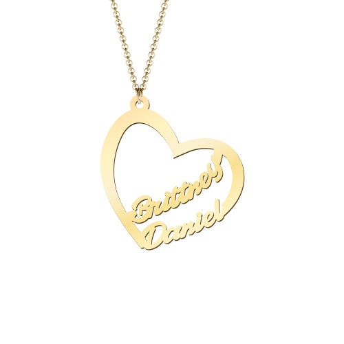Written With Love Heart Name Necklace – 18K Gold Plated Silver