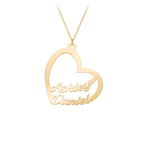 Written With Love Heart Name Necklace – 18K Gold Plated Silver