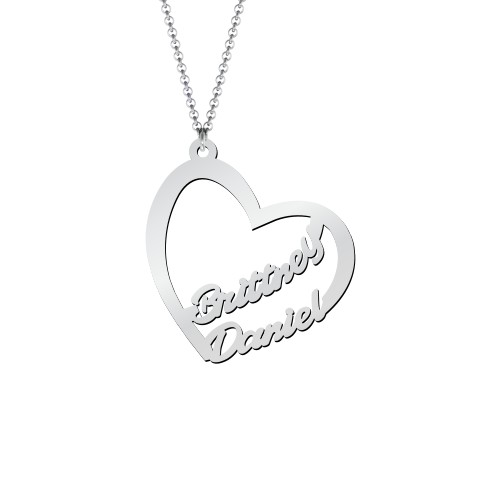 Written With Love Heart Name Necklace – Sterling Silver