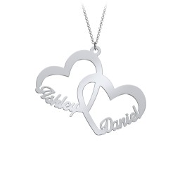 Interlocked In Love Heart Name Necklace in 925 Sterling Silver